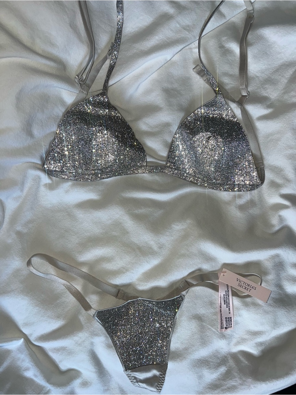 Victoria's Secret Silver Sequin Bikini Set
